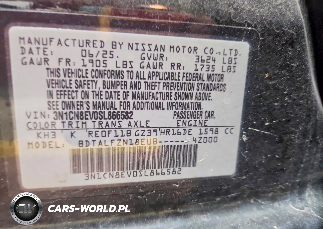 2025 Nissan Versa Sv VIN:3N1CN8EV0SL866582 - 12