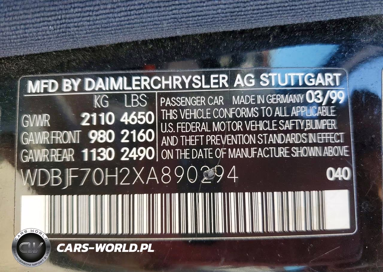 1999 Mercedes-Benz E 430 VIN:WDBJF70H2XA890294 - 12