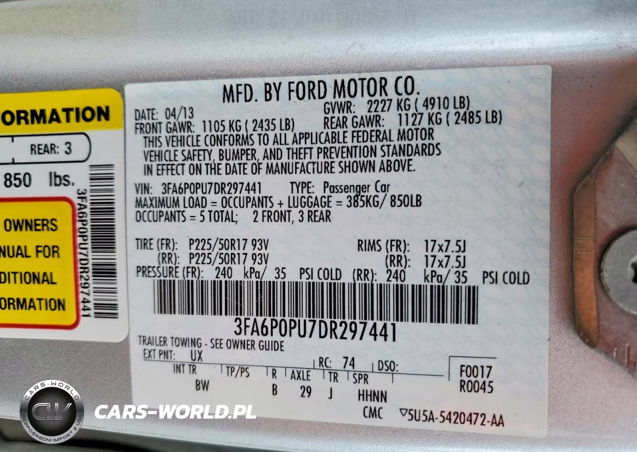 2013 Ford Fusion Se Phev VIN:3FA6P0PU7DR297441 - 12