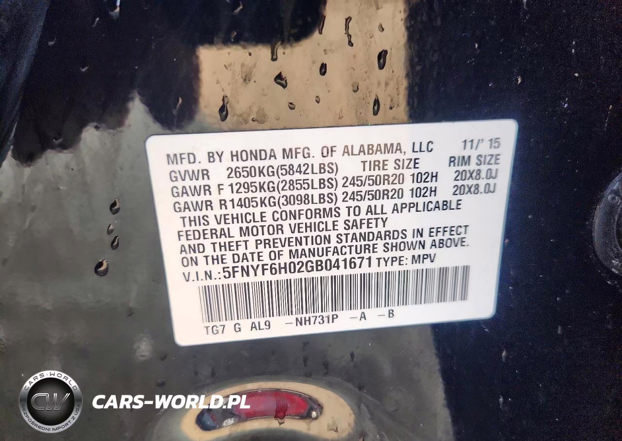 2016 Honda Pilot Elite VIN:5FNYF6H02GB041671 - 13