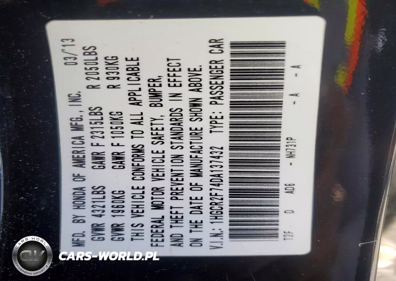 2013 Honda Accord Ex VIN:1HGCR2F74DA137432 - 12