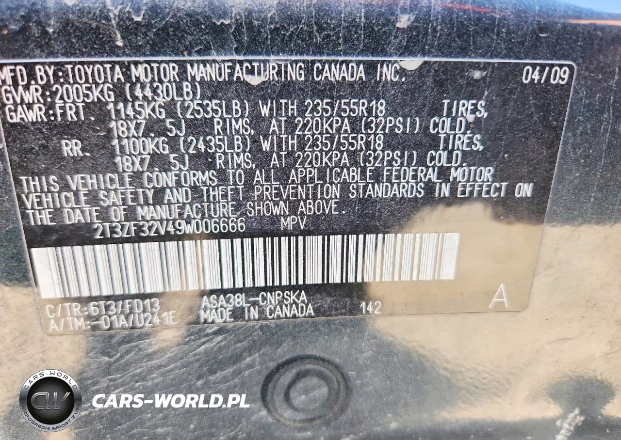 2009 Toyota Rav4 Sport VIN:2T3ZF32V49W006666 - 13