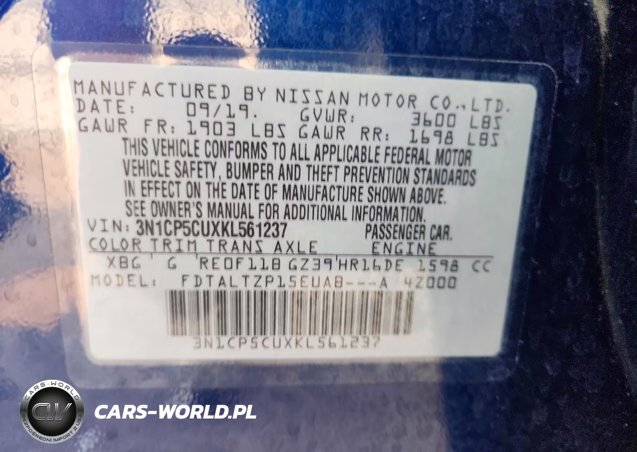2019 Nissan Kicks Sr VIN:3N1CP5CUXKL561237 - 14