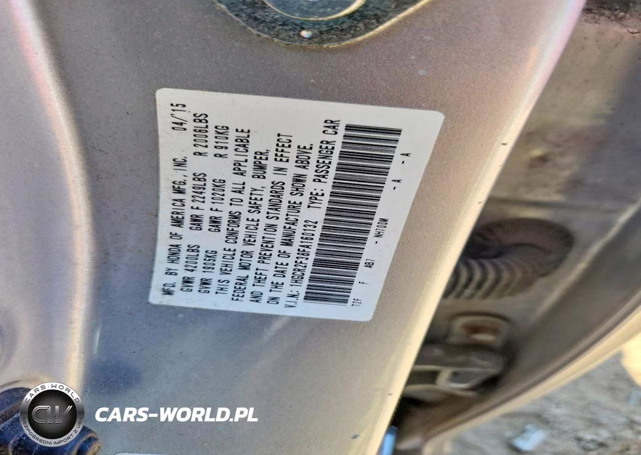 2015 Honda Accord Lx VIN:1HGCR2F38FA160132 - 12