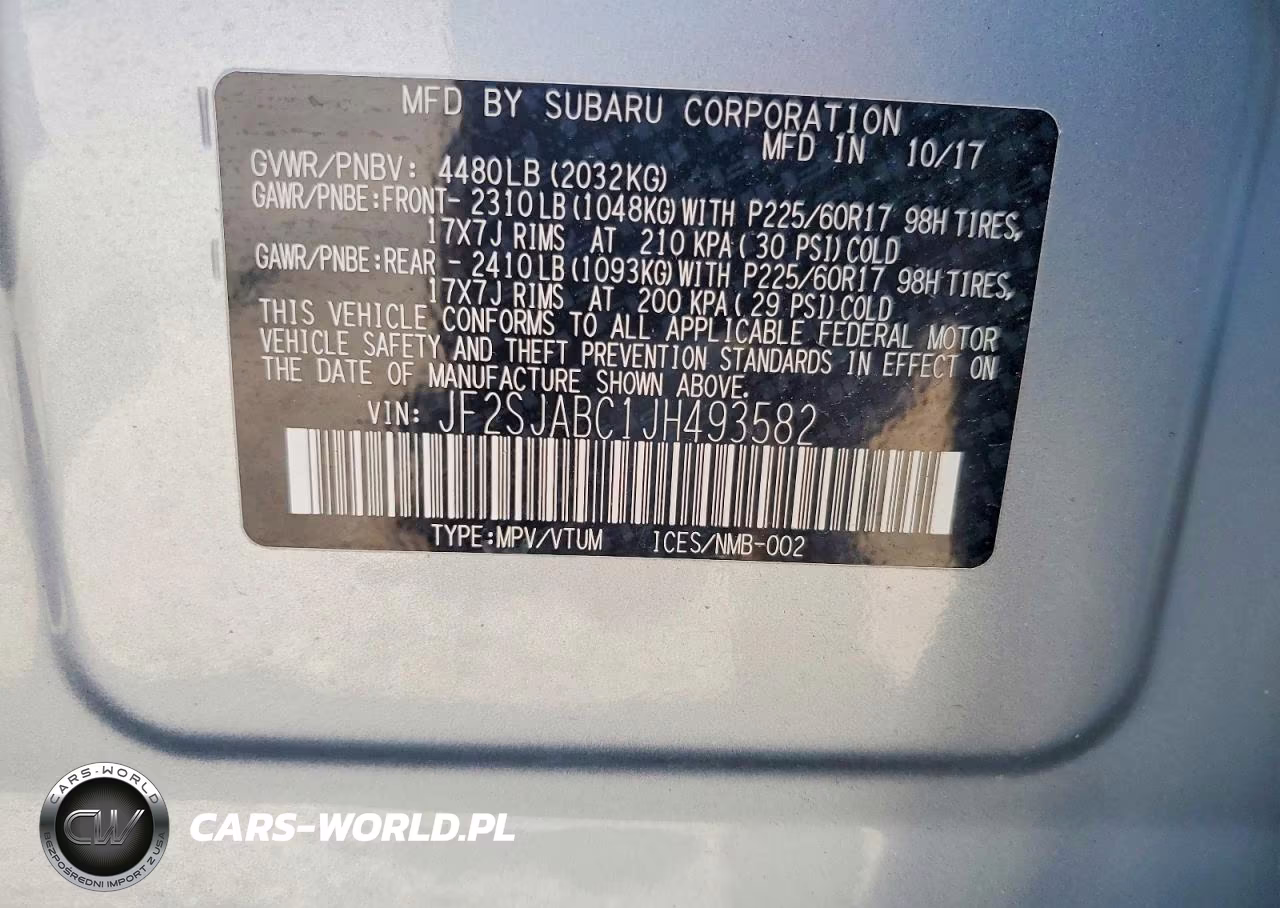 2018 Subaru Forester 2.5I VIN:JF2SJABC1JH493582 - 12