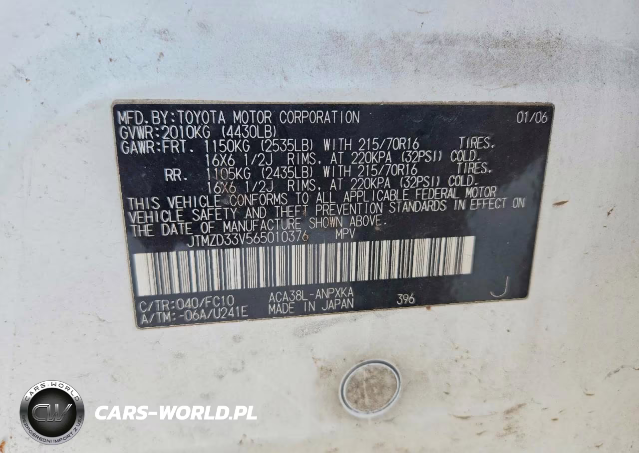 2006 Toyota Rav4 Base VIN:JTMZD33V565010376 - 12