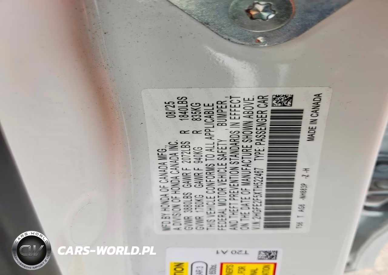 2026 Honda Civic Sport VIN:2HGFE2F5XTH522467 - 13