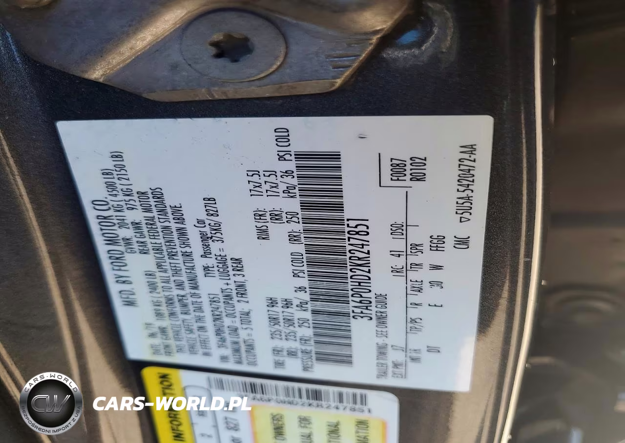 2019 Ford Fusion Se VIN:3FA6P0HD2KR247851 - 12