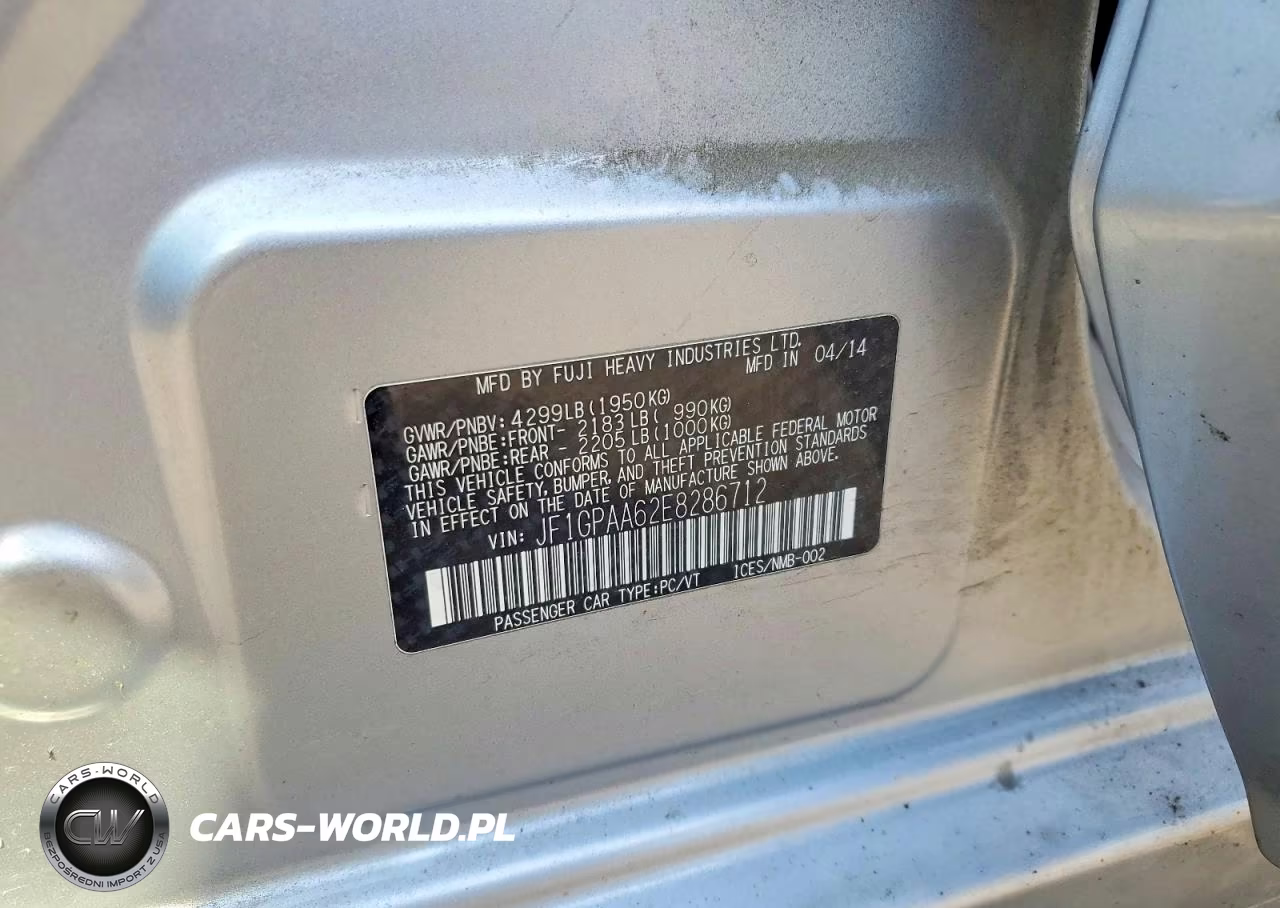 2014 Subaru Impreza VIN:JF1GPAA62E8286712 - 12