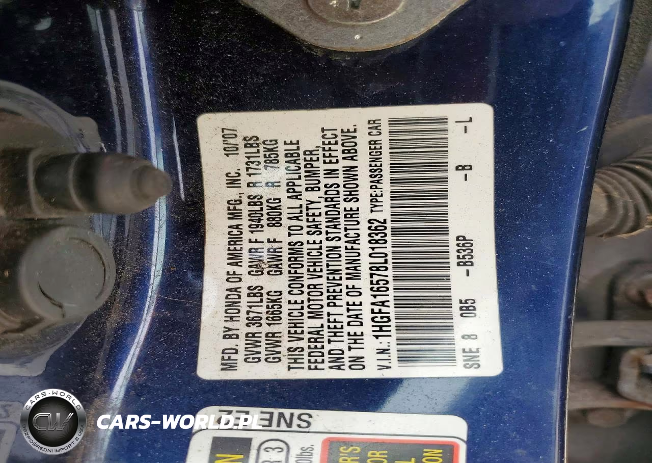 2008 Honda Civic Lx VIN:1HGFA16578L018362 - 12