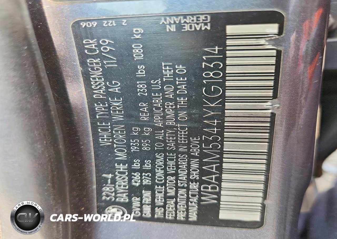 2000 BMW 328 I VIN:WBAAM5344YKG18314 - 12