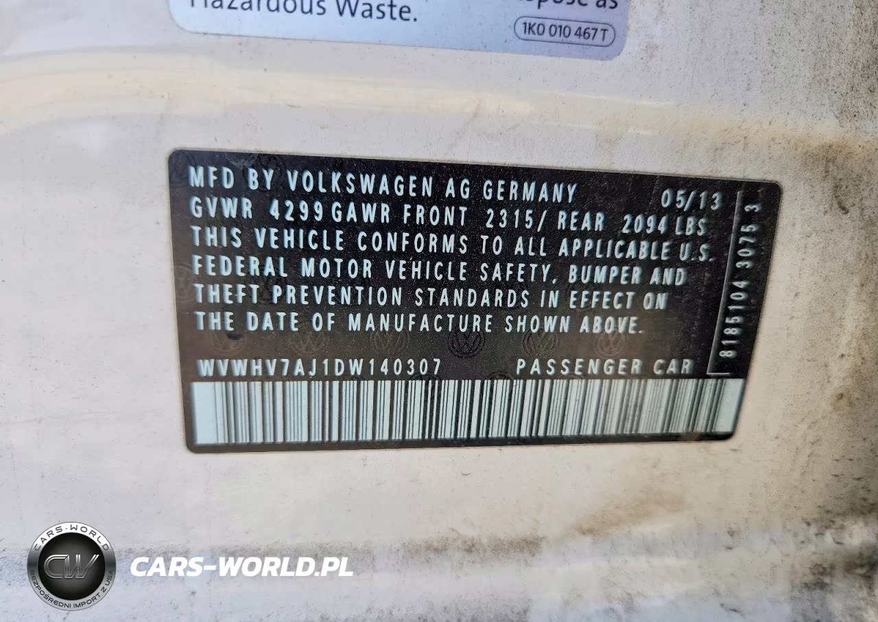 2013 Volkswagen Gti VIN:WVWHV7AJ1DW140307 - 12