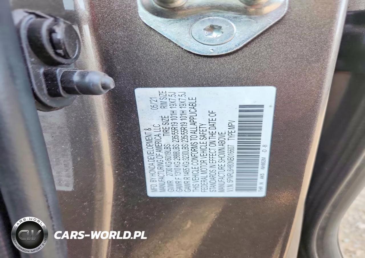 2022 Honda Odyssey Touring VIN:5FNRL6H80NB016607 - 14