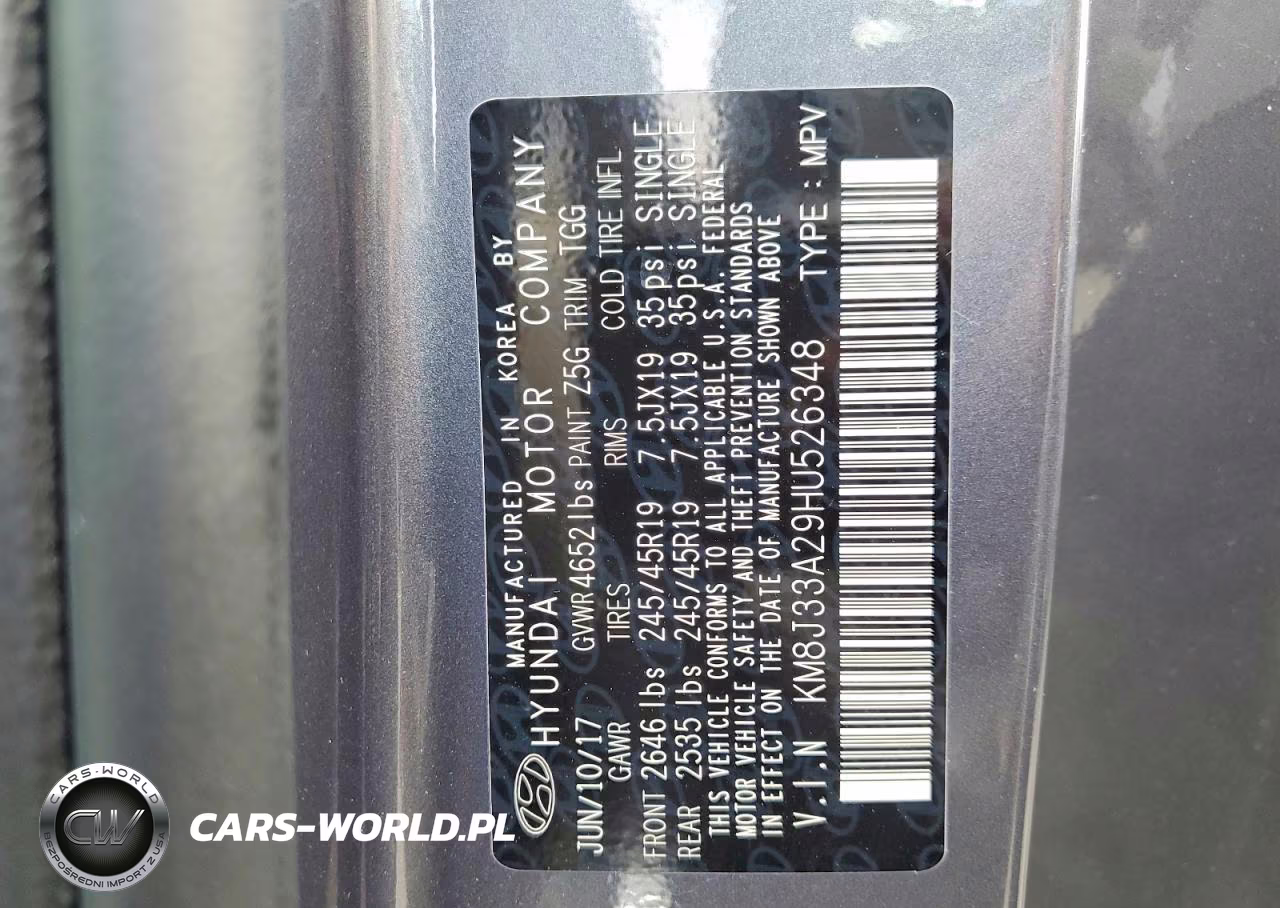 2017 Hyundai Tucson Sport VIN:KM8J33A29HU526348 - 13