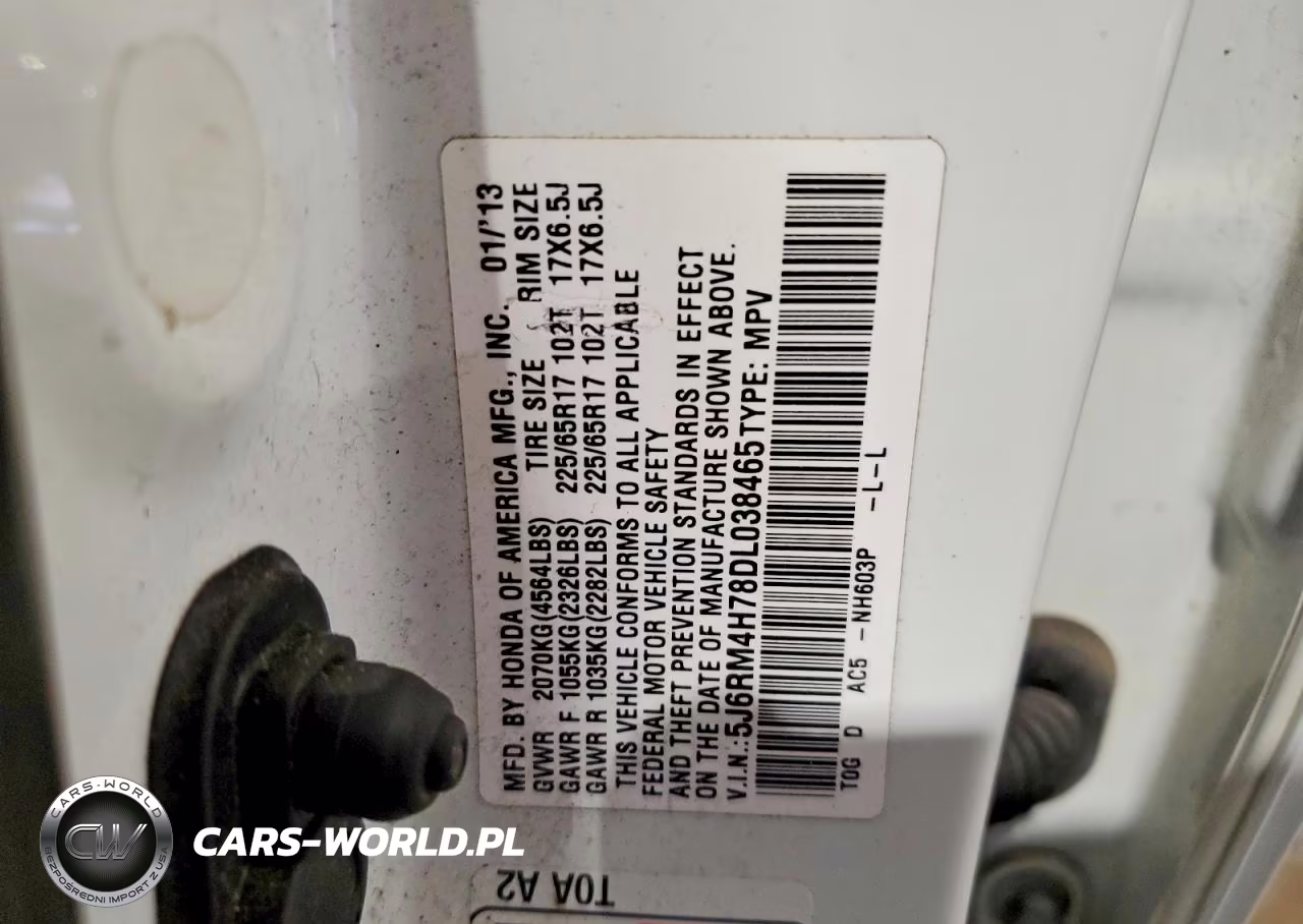 2013 Honda Cr-V Exl VIN:5J6RM4H78DL038465 - 13