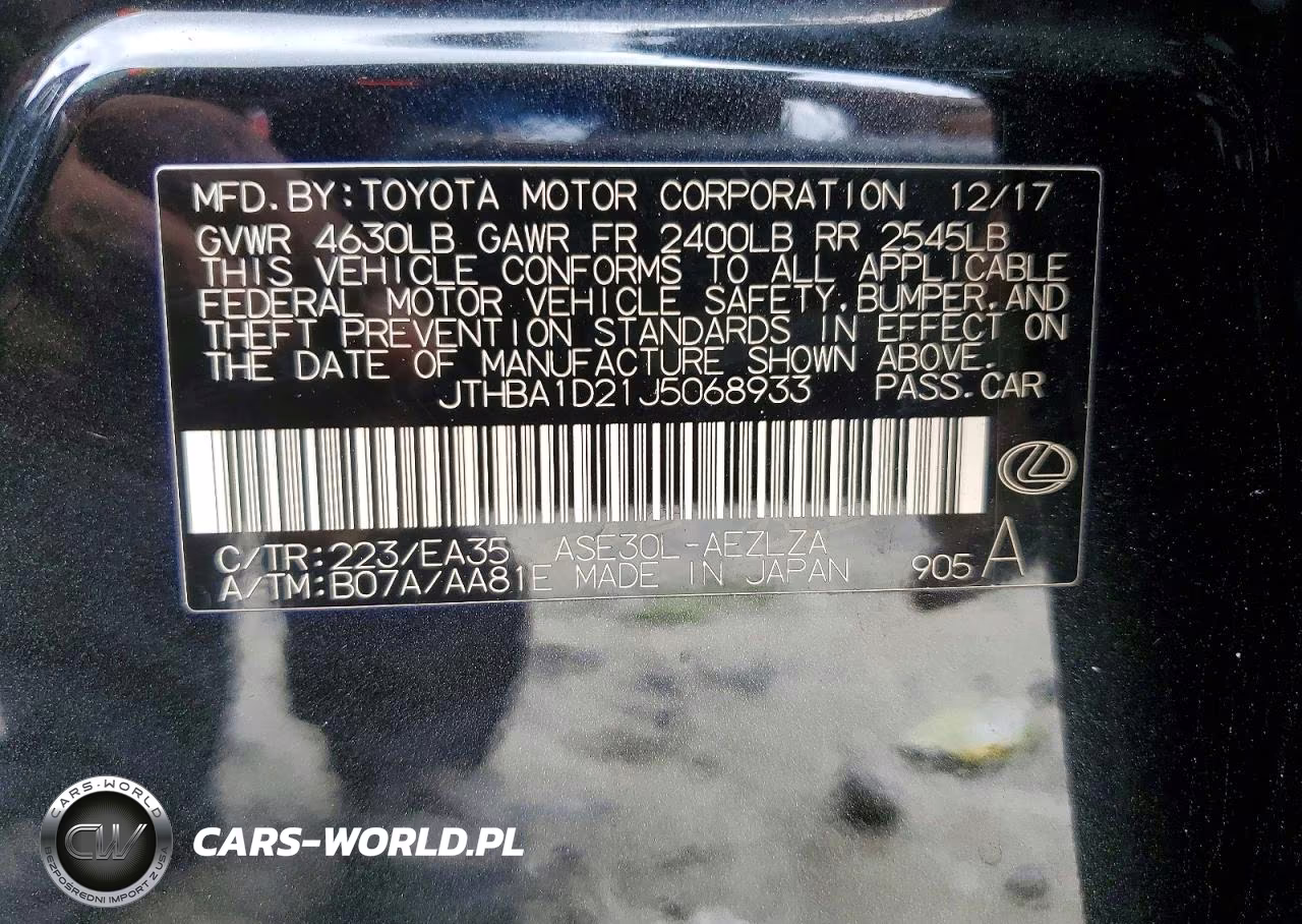 2018 Lexus Is 300 VIN:JTHBA1D21J5068933 - 12