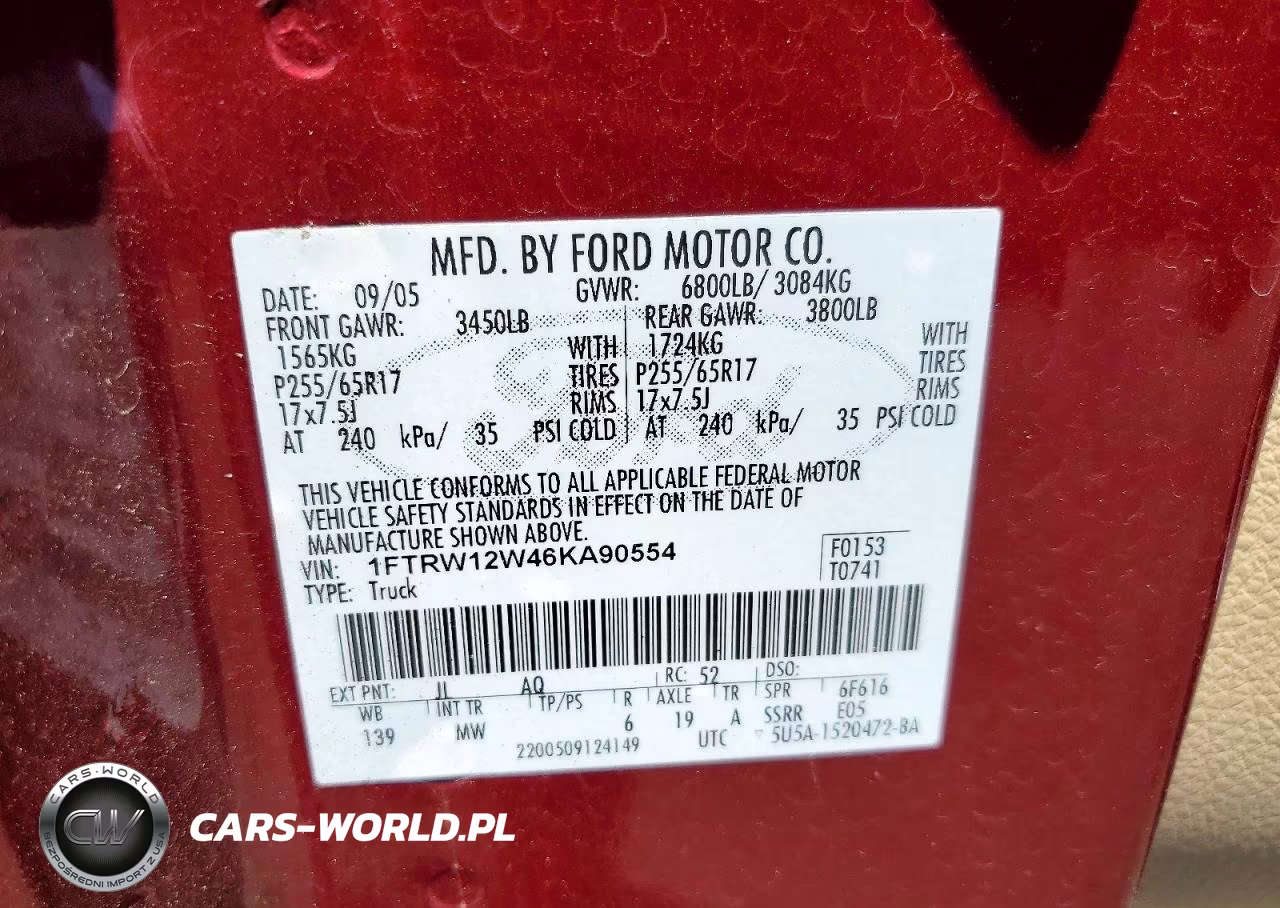 2006 Ford F150 Supercrew VIN:1FTRW12W46KA90554 - 12