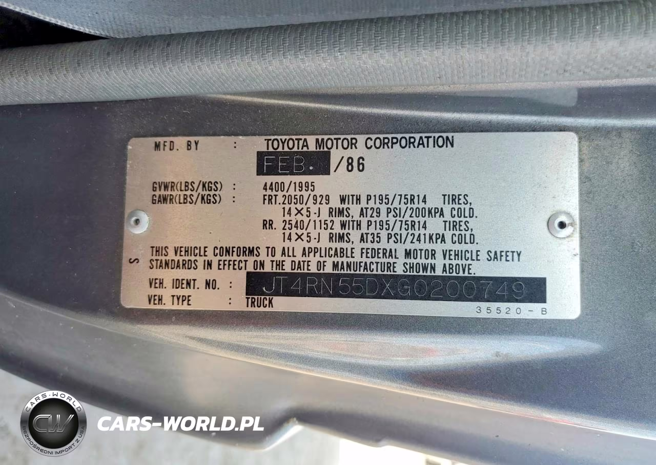 1986 Toyota Pickup 1-2 Ton Rn55 Dlx VIN:JT4RN55DXG0200749 - 12