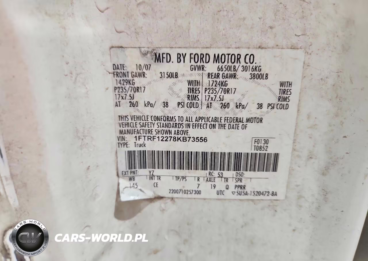 2008 Ford F150 VIN:1FTRF12278KB73556 - 12