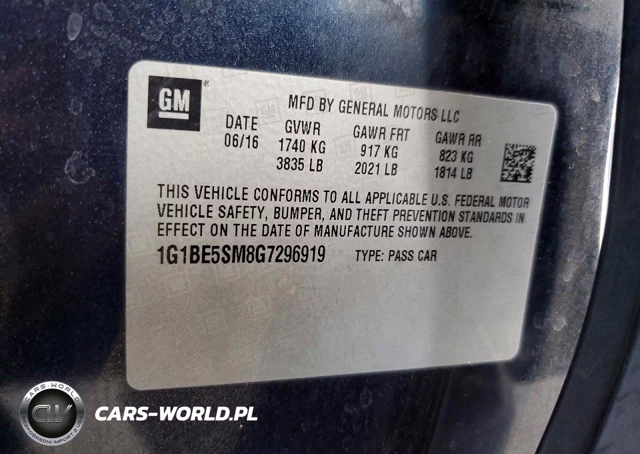 2016 Chevrolet Cruze Lt VIN:1G1BE5SM8G7296919 - 12
