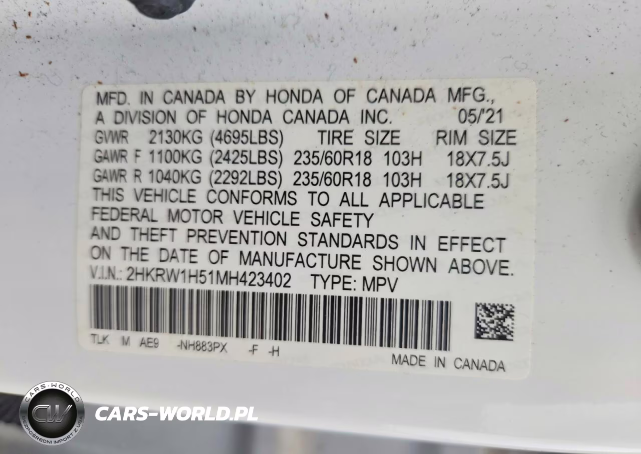 2021 Honda Cr-V Ex VIN:2HKRW1H51MH423402 - 13