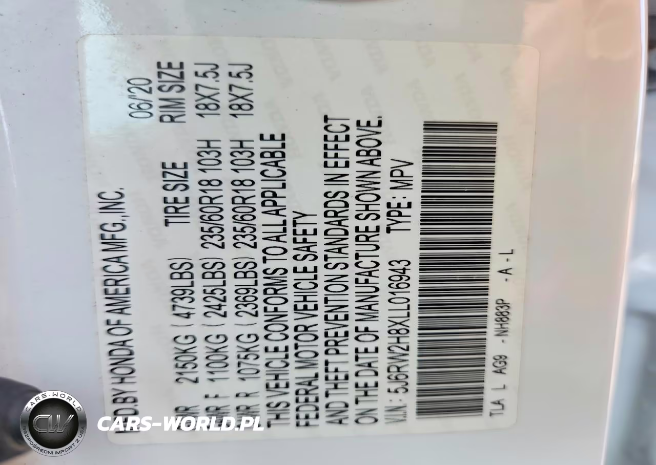 2020 Honda Cr-V Exl VIN:5J6RW2H8XLL016943 - 13
