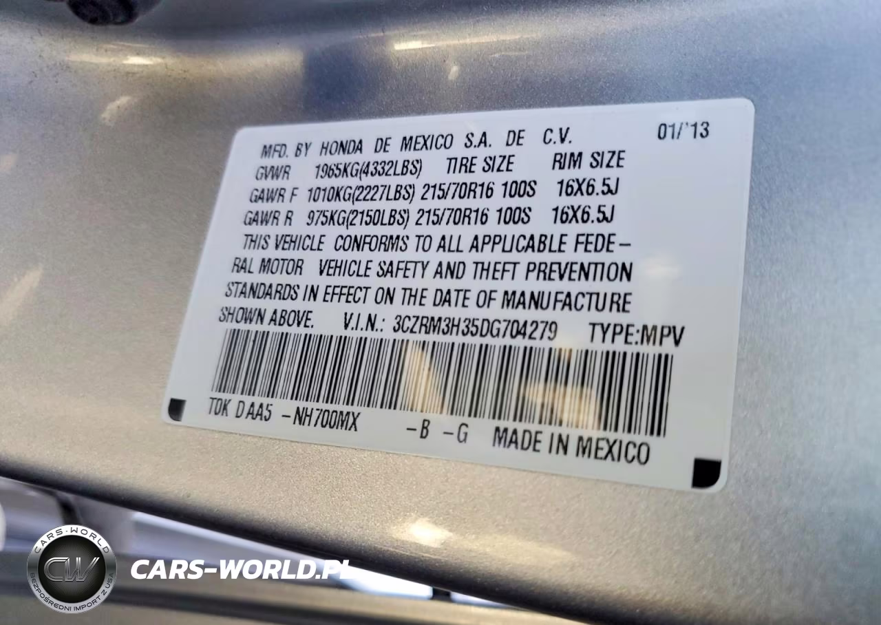 2013 Honda Cr-V Lx VIN:3CZRM3H35DG704279 - 13