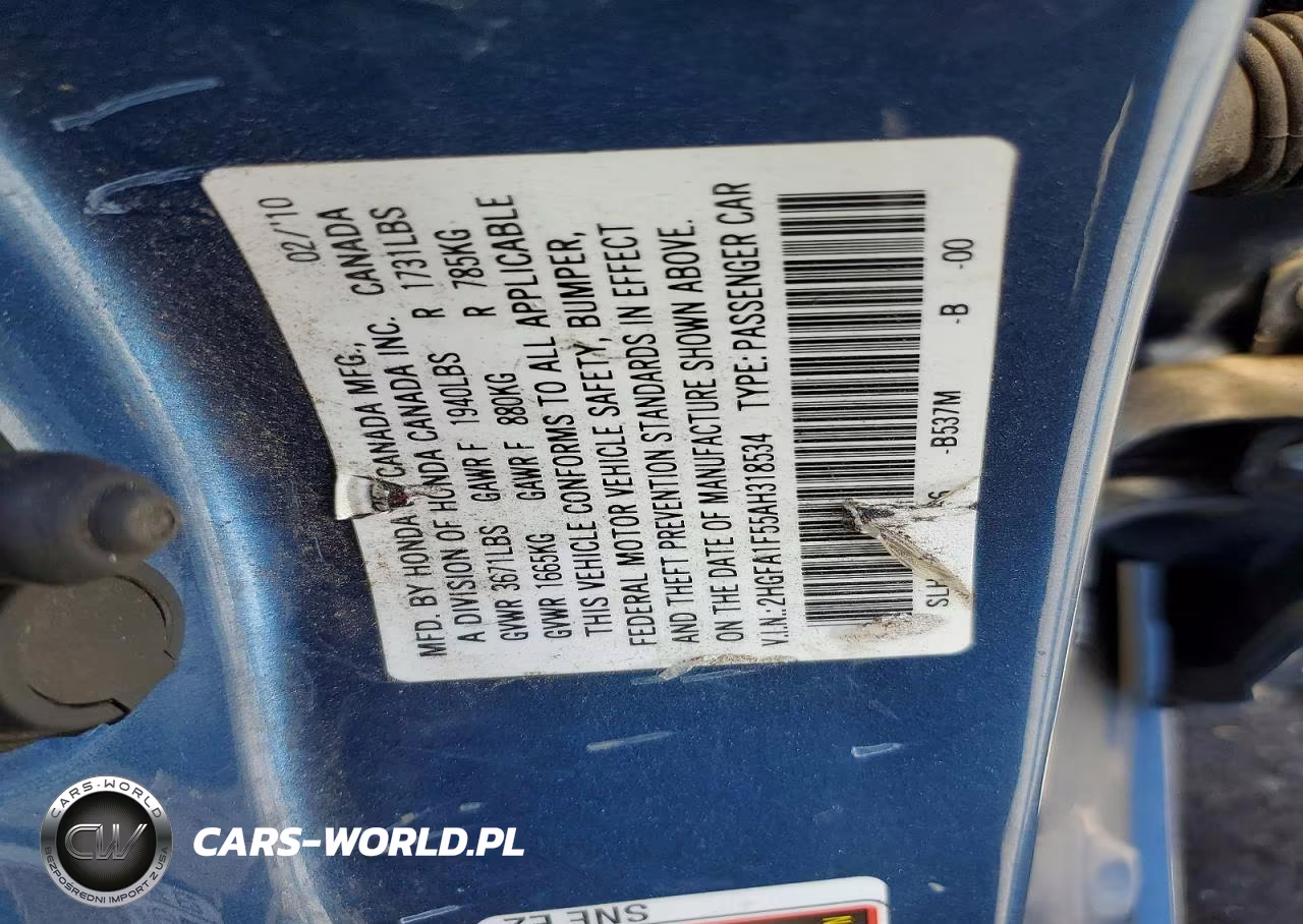 2010 Honda Civic Lx VIN:2HGFA1F55AH318534 - 13