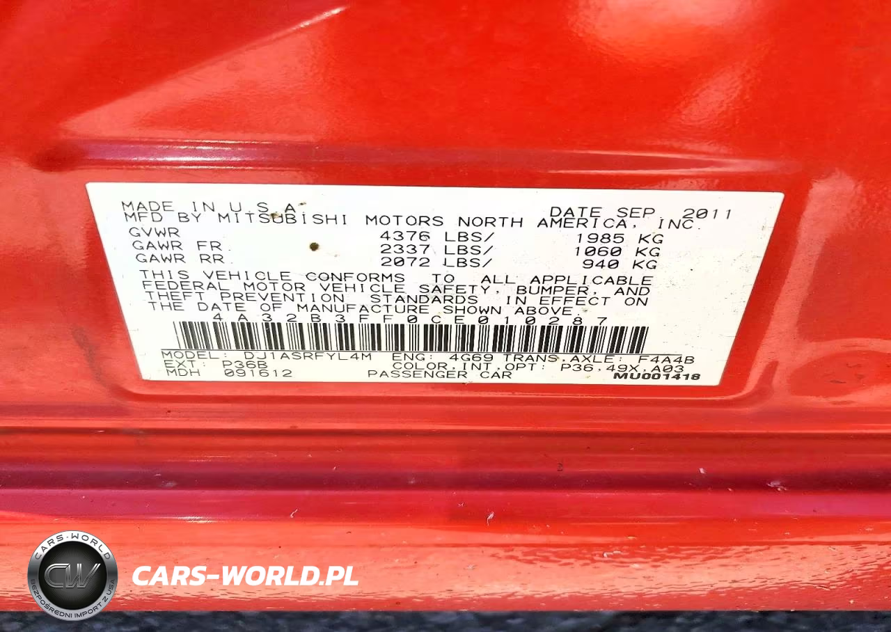 2012 Mitsubishi Galant Es VIN:4A32B3FF0CE010287 - 12