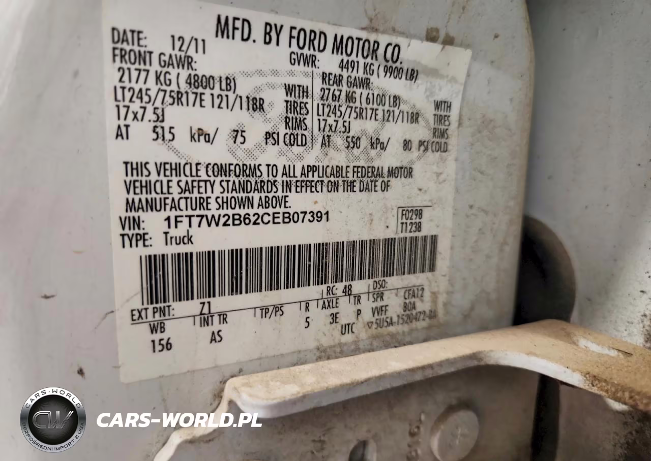 2012 Ford F250 VIN:1FT7W2B62CEB07391 - 12