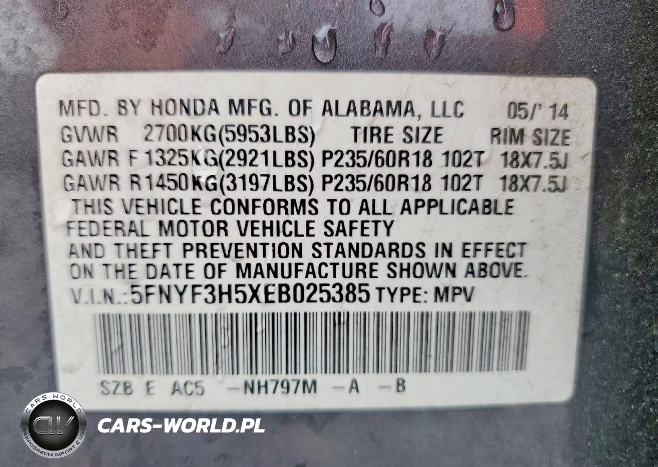 2014 Honda Pilot Exl VIN:5FNYF3H5XEB025385 - 13