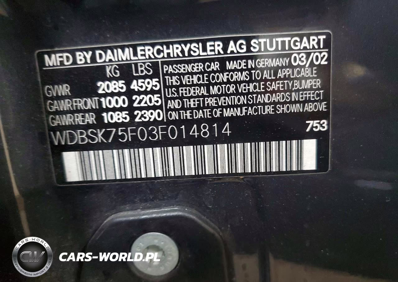 2003 Mercedes-Benz Sl 500R VIN:WDBSK75F03F014814 - 12