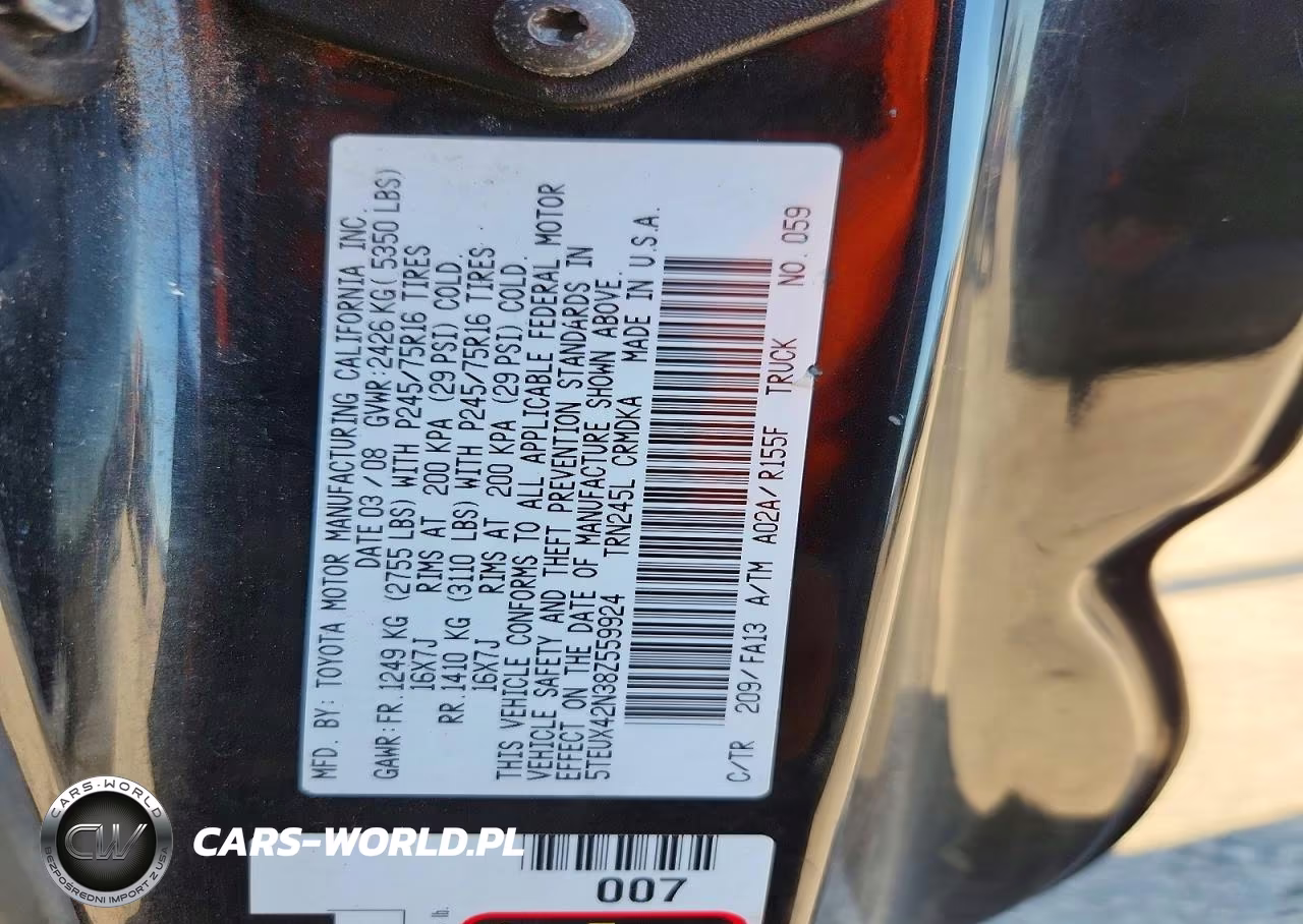 2008 Toyota Tacoma Access Cab VIN:5TEUX42N38Z559924 - 12