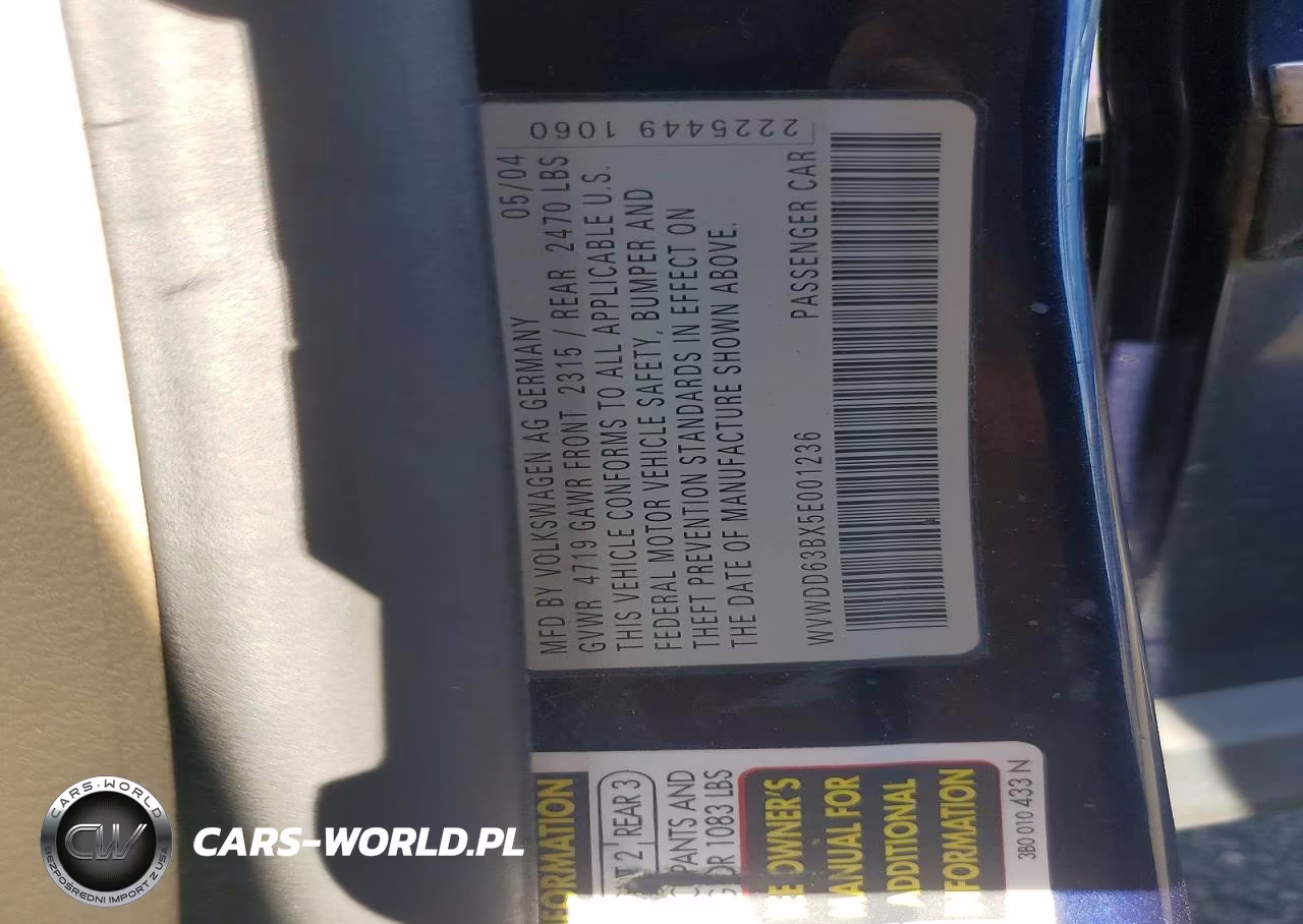 2005 Volkswagen Passat VIN:WVWDD63BX5E001236 - 12