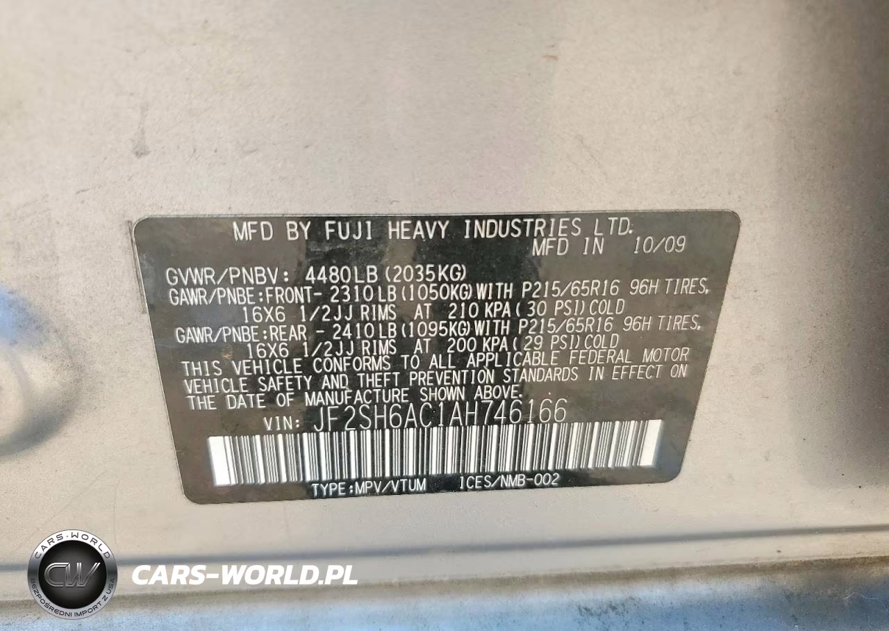 2010 Subaru Forester 2.5X VIN:JF2SH6AC1AH746166 - 13