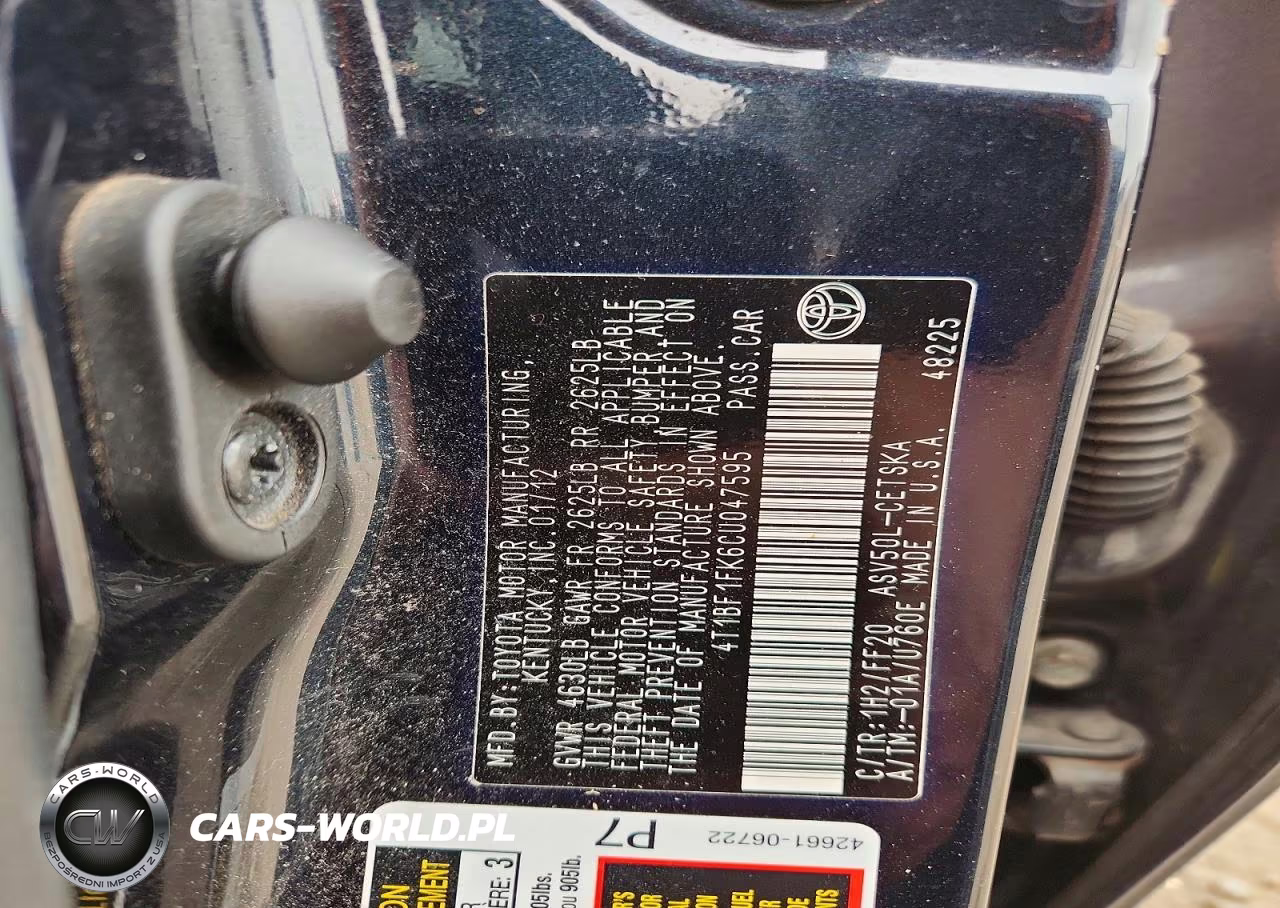 2012 Toyota Camry Se VIN:4T1BF1FK6CU047595 - 12