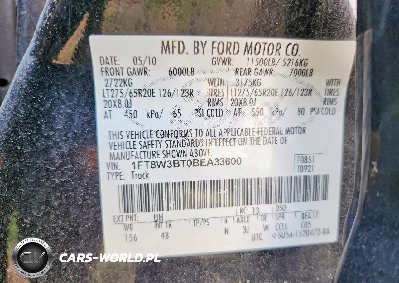 2011 Ford F350 Super Duty VIN:1FT8W3BT0BEA33600 - 12