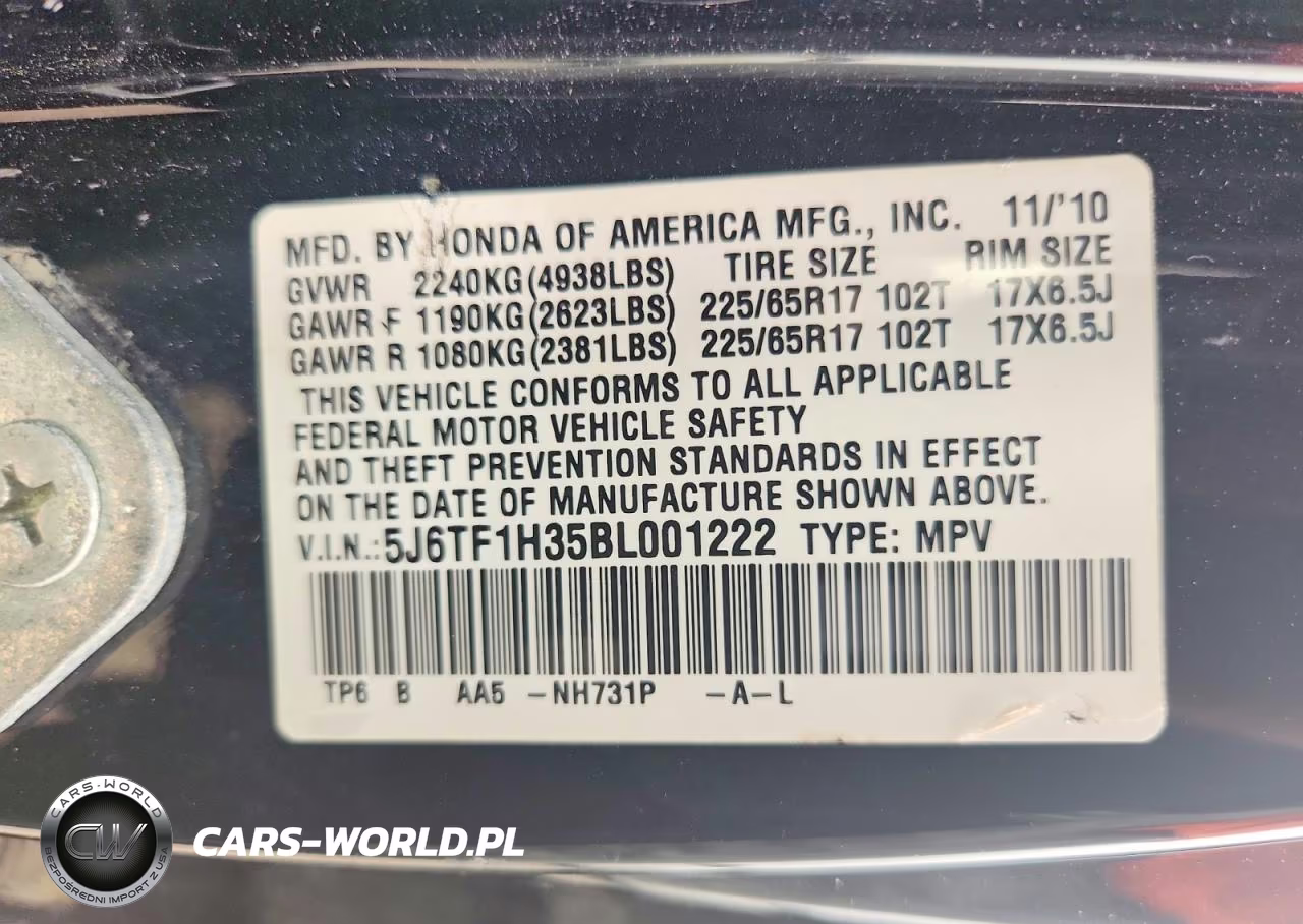 2011 Honda Accord Crosstour Ex VIN:5J6TF1H35BL001222 - 13