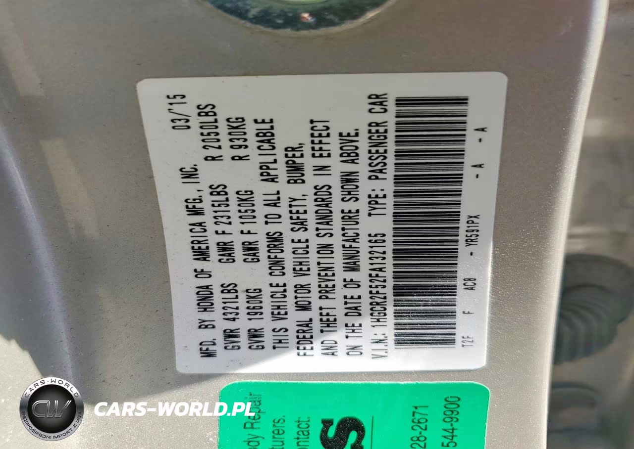 2015 Honda Accord Sport VIN:1HGCR2F52FA132165 - 13