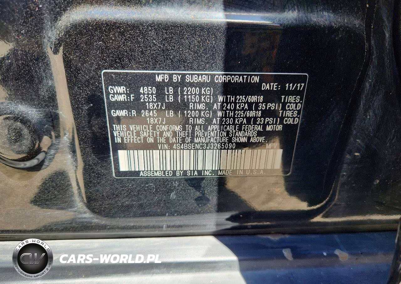 2018 Subaru Outback 3.6R Limited VIN:4S4BSENC3J3265090 - 13
