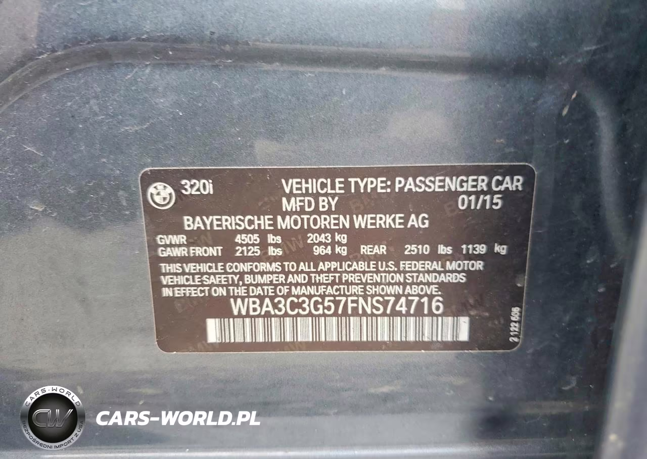 2015 BMW 320 I xDrive VIN:WBA3C3G57FNS74716 - 12