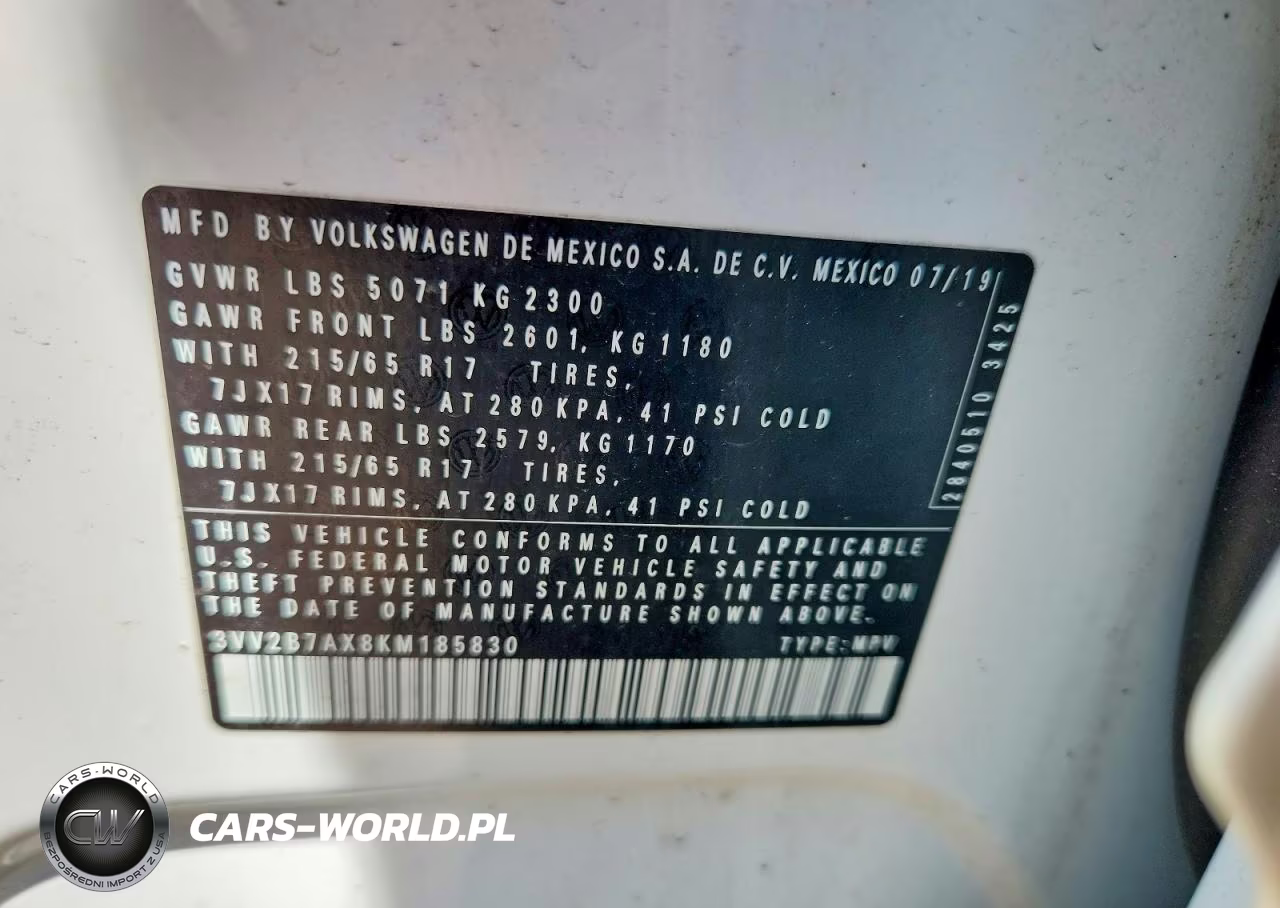 2019 Volkswagen Tiguan Se VIN:3VV2B7AX8KM185830 - 12