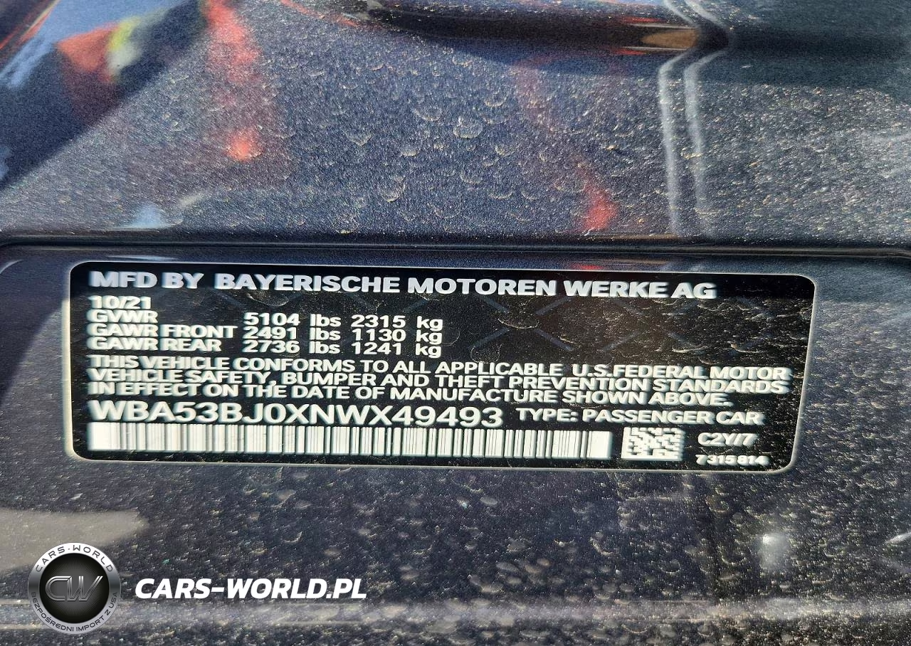 2022 BMW 540 I VIN:WBA53BJ0XNWX49493 - 12