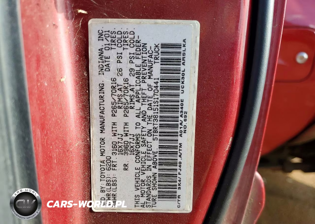 2001 Toyota Tundra Access Cab Limited VIN:5TBRT38151S170441 - 13