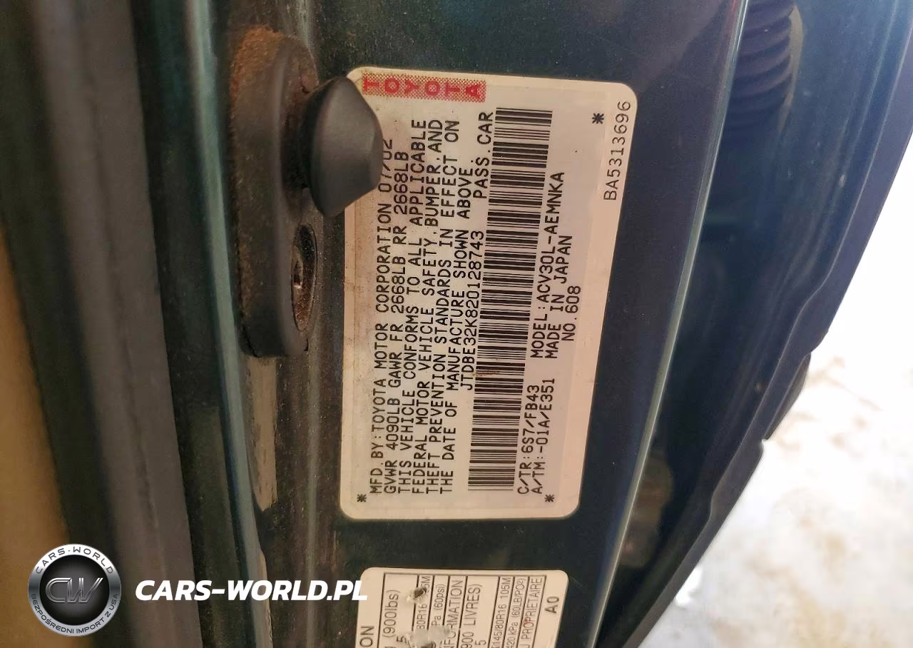 2002 Toyota Camry Le VIN:JTDBE32K820128743 - 12