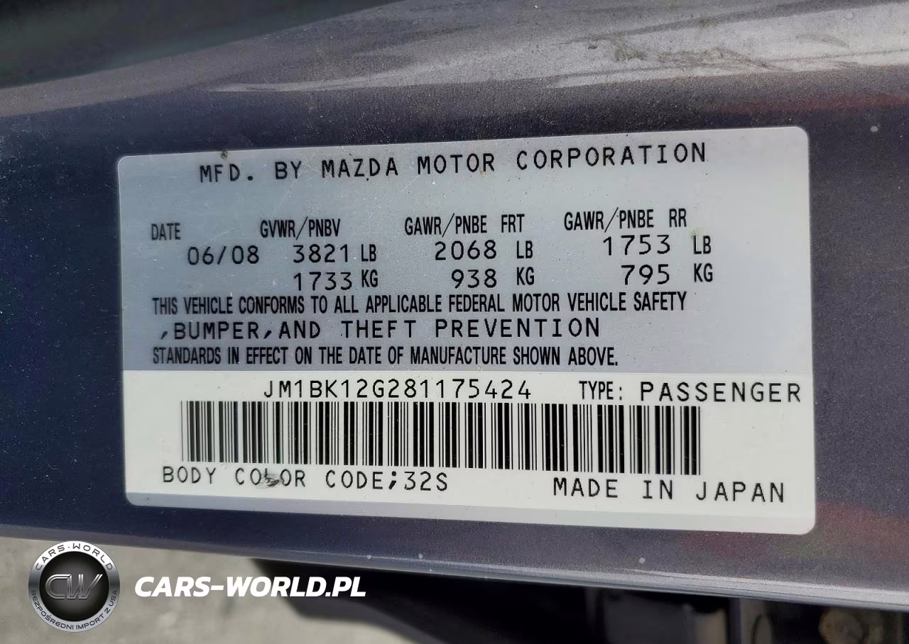 2008 Mazda 3 I VIN:JM1BK12G281175424 - 12