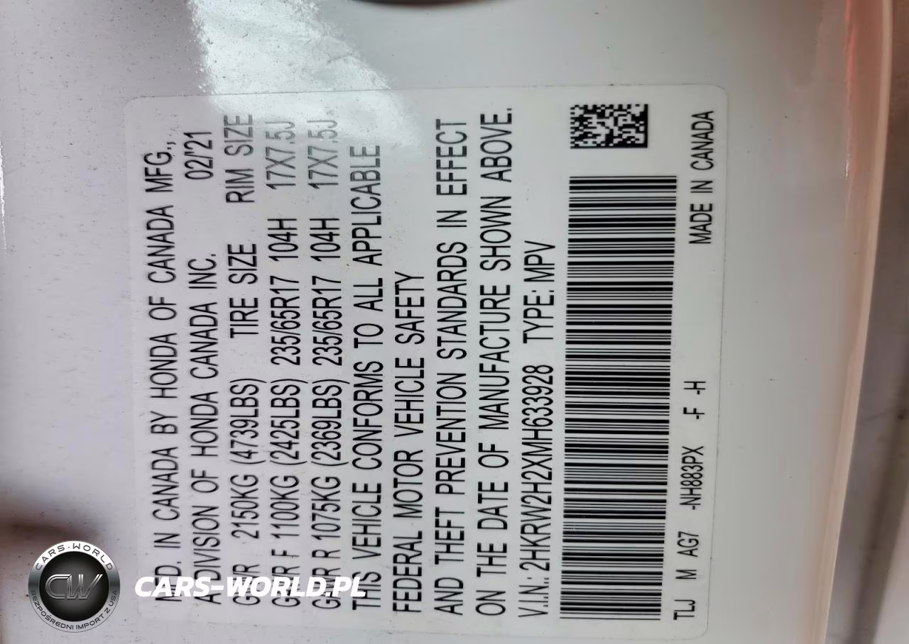 2021 Honda Cr-V Lx VIN:2HKRW2H2XMH633928 - 12