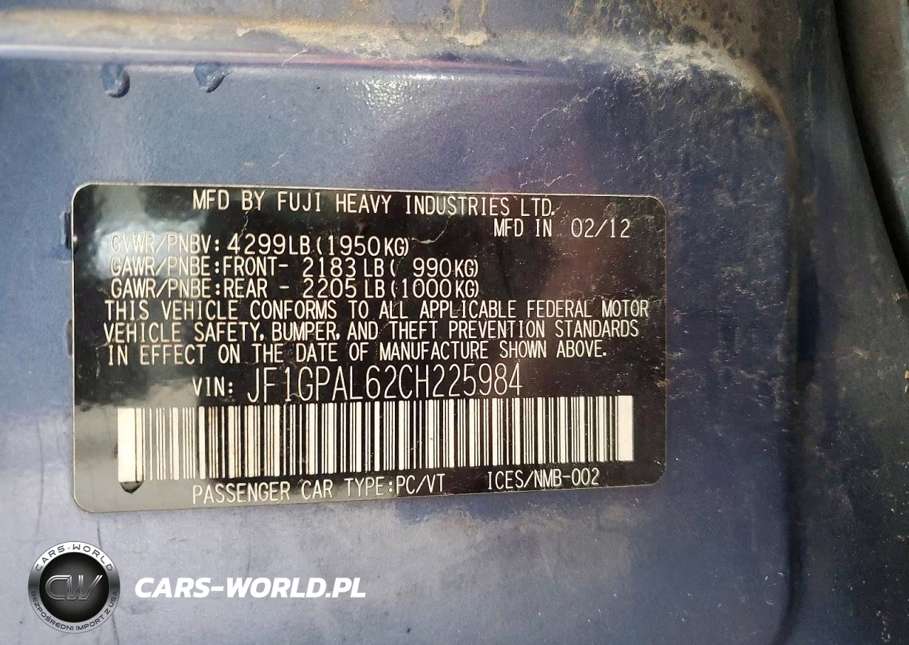 2012 Subaru Impreza Sport Premium VIN:JF1GPAL62CH225984 - 13
