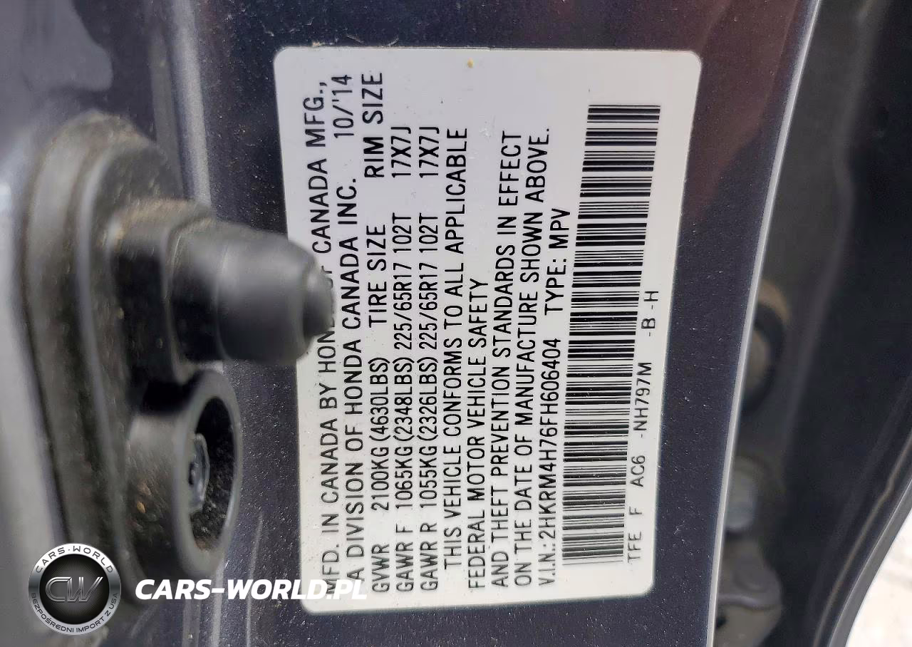 2015 Honda Cr-V Exl VIN:2HKRM4H76FH606404 - 13
