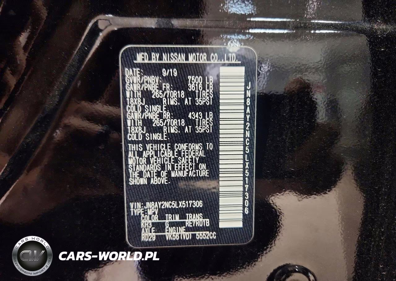 2020 Nissan Armada Sv VIN:JN8AY2NC5LX517306 - 13